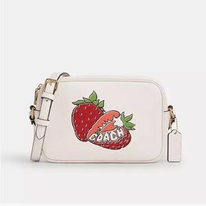 NWT Coach Jamie Camera Bag With Strawberry Graphic White/Red $350